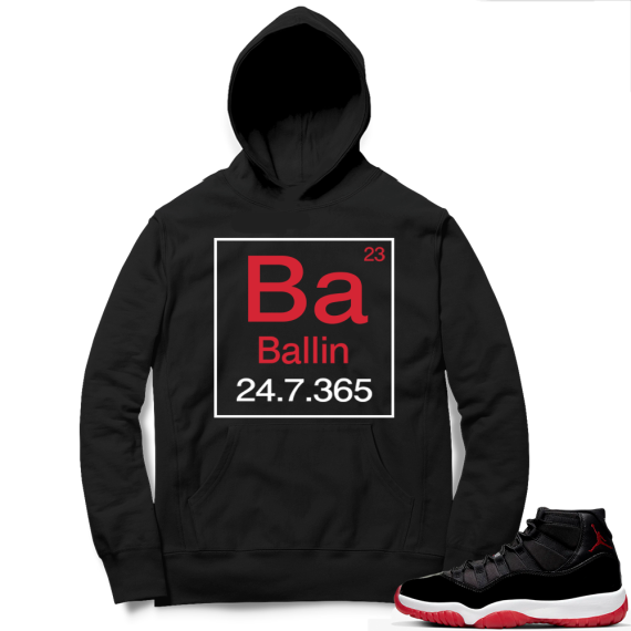 Jordan 11 Bred Hoodies black - Ballin Element