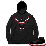 Jordan 11 Bred Hoodies black - Rare Air Bull