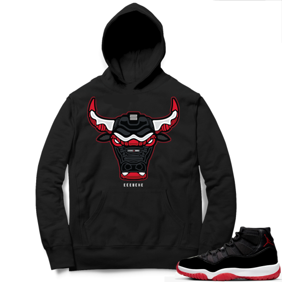 Jordan 11 Bred Hoodies black - Rare Air Bull