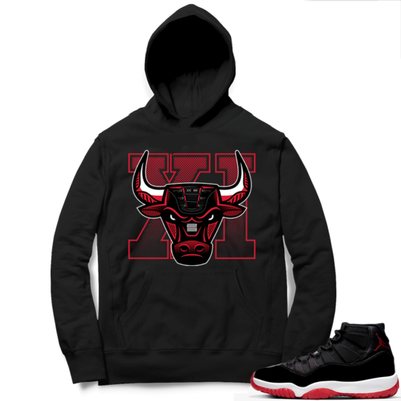 Jordan 11 Bred Hoodies black - Sneaker Bully