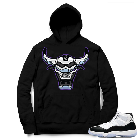 Jordan 11 Concord | Rare Air Bull Hoodie | Black Hoodie