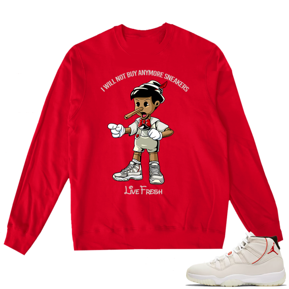 Jordan 11 | Sneakerhead Pinocchio | Red Crewneck Sweater