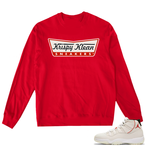 Jordan 11 | Krispy Klean Sneakers | Red Crewneck Sweater