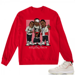 Jordan 11 Platinum Tint Everybody Eats B | Red Crewneck Sweater