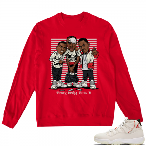 Jordan 11 Platinum Tint Everybody Eats B | Red Crewneck Sweater