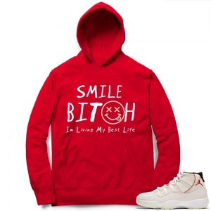 Jordan 11 Platinum Tint | Living My Best Life | Red Hoodie