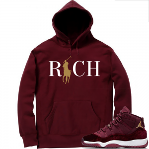 Match Jordan 11 Velvet GS | Country Club Rich | Maroon Hoodie