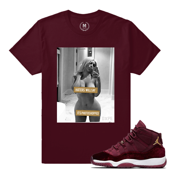 Match Jordan 11 Velvet GS | Haters Will Say | Maroon T shirt