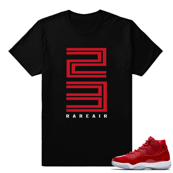 Jordan 11 Win Like 96 Gym Red Sneaker tees Black Rare Air 23