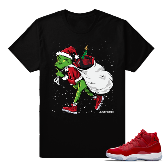 Jordan 11 Win Like 96 Gym Red Sneaker tees Black Sneakerhead Grinch