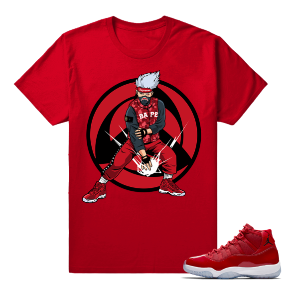 Jordan 11 Win Like 96 Gym Red Sneaker tees Red Kakashi Hype