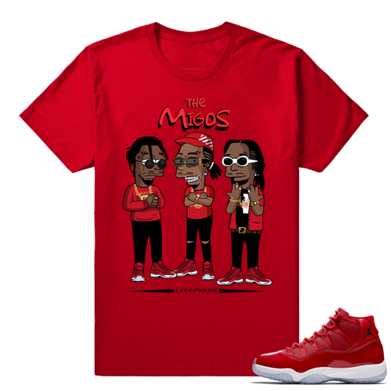 Jordan 11 Win Like 96 T shirt Red Migos