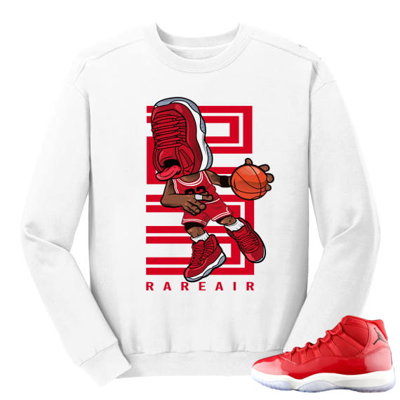 Jordan 11 Win like 96 Gym Red Sneakerhead White Crewneck