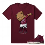 Jordan 12 Bordeaux Dabin Polo Bear t shirt Maroon