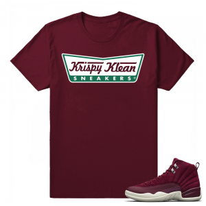 Jordan 12 Bordeaux Krispy Klean Sneakers Maroon T shirt