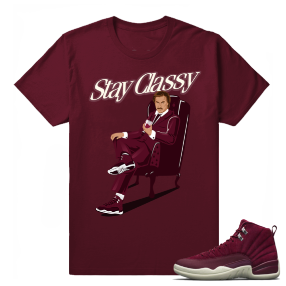 Jordan 12 Bordeaux Matching T-Shirt 'Live Fresh Mickey' T shirt Maroon