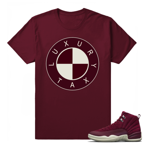 Jordan 12 Bordeaux  Tees 'Luxury Tax BMW' T shirt Maroon