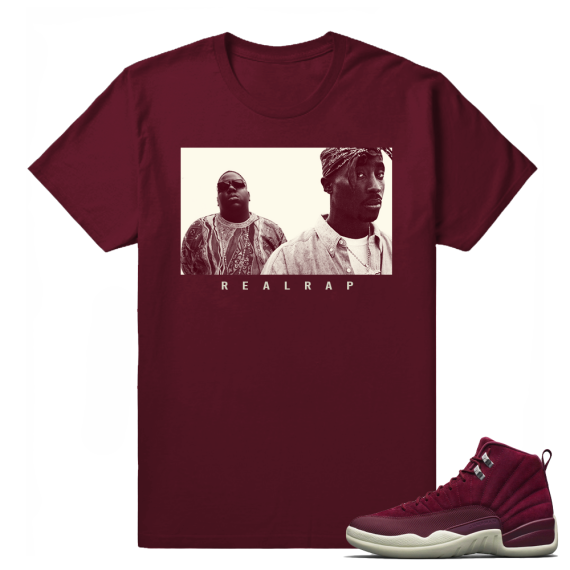 Jordan 12 Bordeaux Tee Shirts 'Real Rap' T shirt Maroon