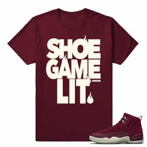 Jordan 12 Match Bordeaux Shirt 'Shoe Game Lit' T shirt Maroon