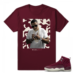 Jordan 12 matching Bordeaux t shirt 'Nas Real Rap' T shirt Maroon