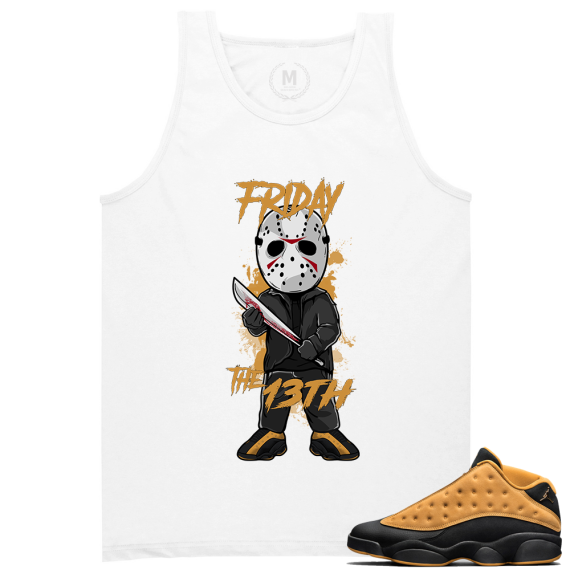 Match Air Jordan 13 Chutney | Friday the 13th | White Tank Tee