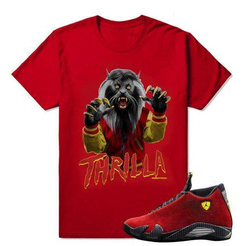 Red Suede 14s red shirt - Thrilla