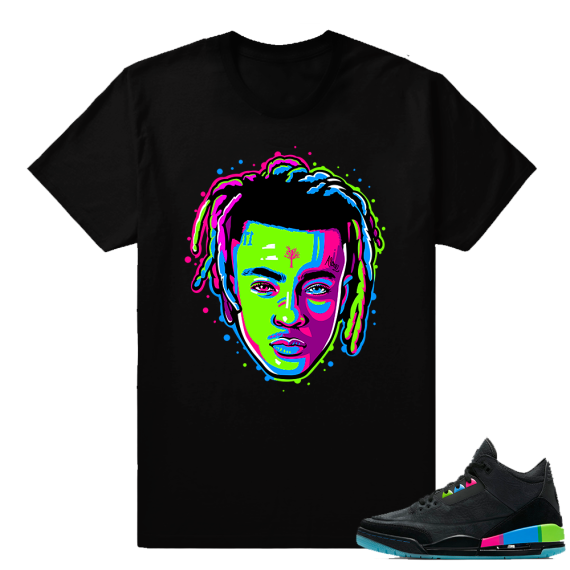 xxxtentacion shirt match Quai 54 Jordan 3  Black tee