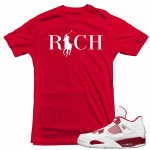 Air Jordan 4 Alternate 89 Sneakers match 'Country Club Rich' t shirt| Red T Shirt