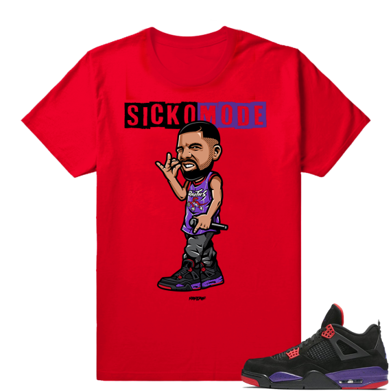 Jordan 4 Raptors  shirt  Sicko Mode  Red Tee