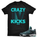 Teal 4s matching shirts sneaker tees |Crazy 4 Kicks sneaker tees shirt Black| Streetwear Online