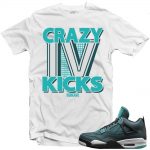 Teal 4s matching shirts sneaker tees |Crazy 4 Kicks sneaker tees shirt White| Streetwear Online