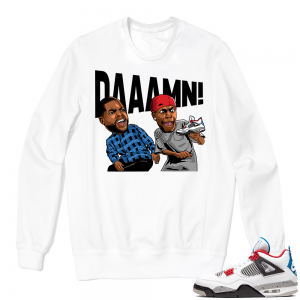 WHAT THE 4s Crewneck Sweatshirt White - DAAAMN