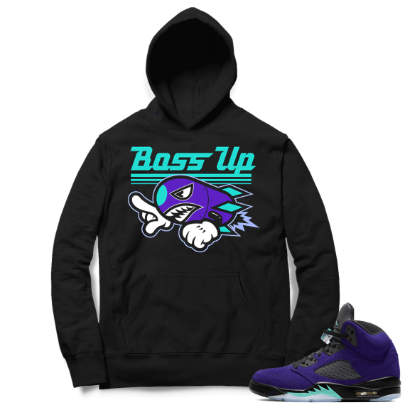 Alternate Grape 5s Hoodie - Black - Boss Up Rocket