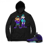 Alternate Grape 5s Hoodie - Black - Bugs and Taz