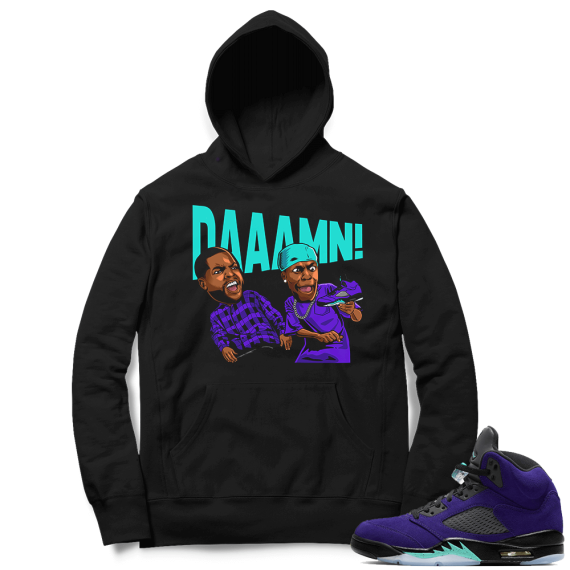 Alternate Grape 5s Hoodie - Black - Daaamn