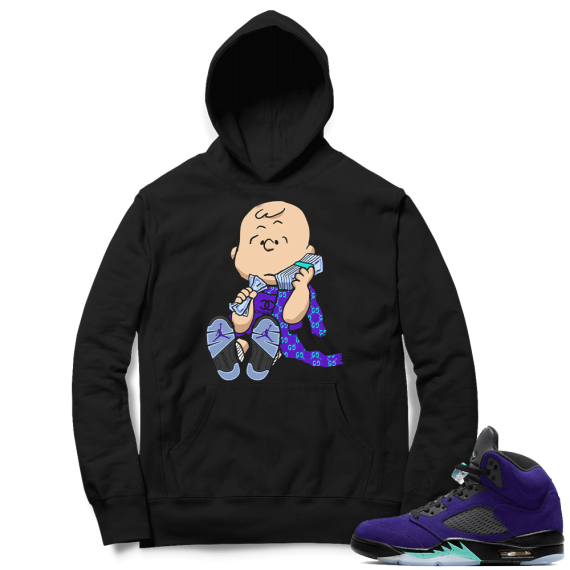 Alternate Grape 5s Hoodie - Black - Designer Charlie