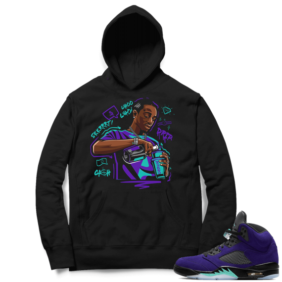 Alternate Grape 5s Hoodie - Black - Double Cup Sippin