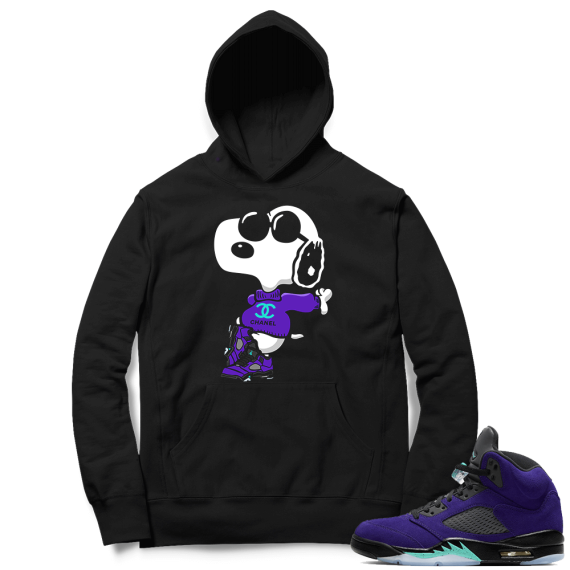 Alternate Grape 5s Hoodie - Black - Fly Snoopy