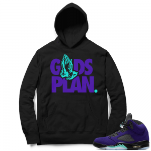 Alternate Grape 5s Hoodie - Black - Gods Plan