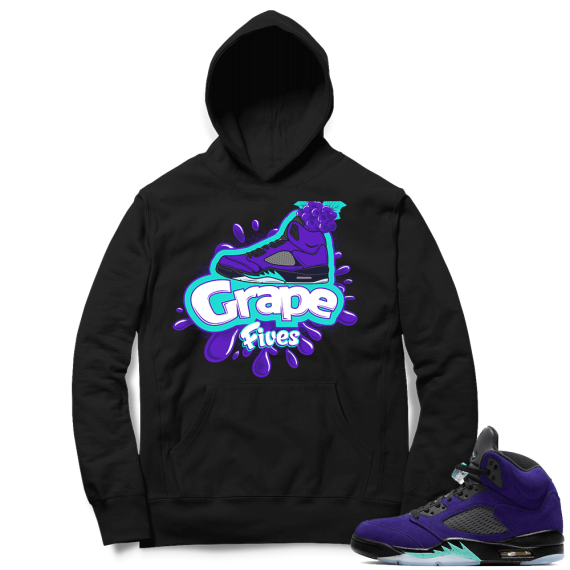 Alternate Grape 5s Hoodie - Black - Grape 5s