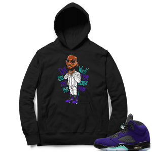 Alternate Grape 5s Hoodie - Black - Pop Smoke Toon