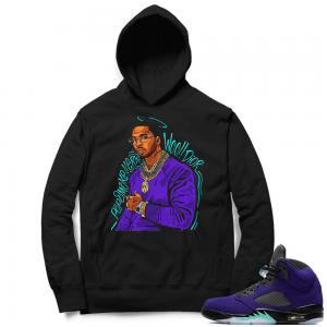 Alternate Grape 5s Hoodie - Black - Pop Smoke Tribute