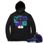 Alternate Grape 5s Hoodie - Black - Retro Bull