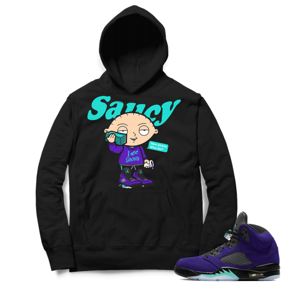 Alternate Grape 5s Hoodie - Black - Saucy