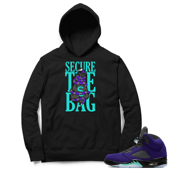 Alternate Grape 5s Hoodie - Black - Secure the Bag