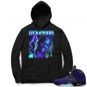 Alternate Grape 5s Hoodie - Black - Sicko Mode