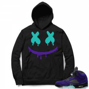 Alternate Grape 5s Hoodie - Black - Smiley Drip