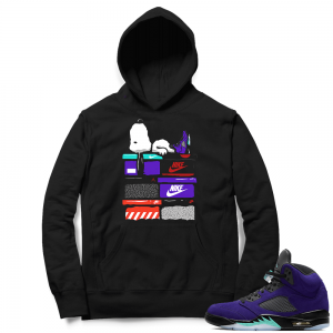 Alternate Grape 5s Hoodie - Black - Sneakerhead Snoopy