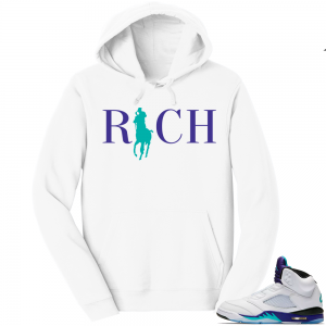 Jordan 5 Grape Rich Hoodie | Country Club Rich | White Hoodie