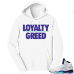 Jordan 5 Grape White Hoodie | Loyalty over Greed | White Hoodie